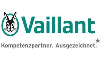 Das Logo von Vaillant zeigt einen stilisierten Hasen und den Schriftzug 'Kompetenzpartner. Ausgezeichnet.' in zwei Farben.